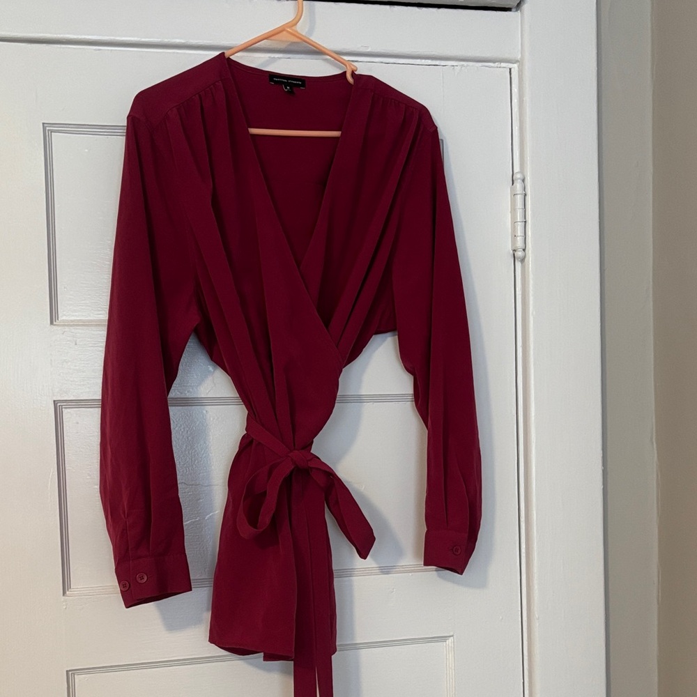 Universal Standard Pink Wrap Blouse